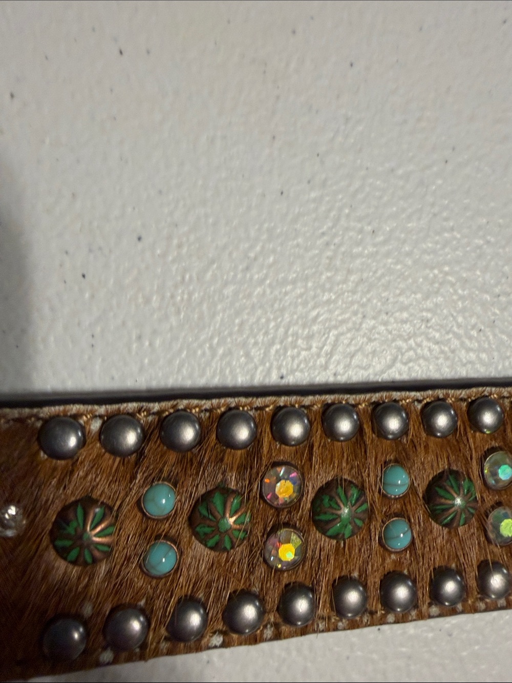 2 Ladies Brown Studded Western Leather Belts with Decorative Buckles. Like New. - Picture 4 of 5